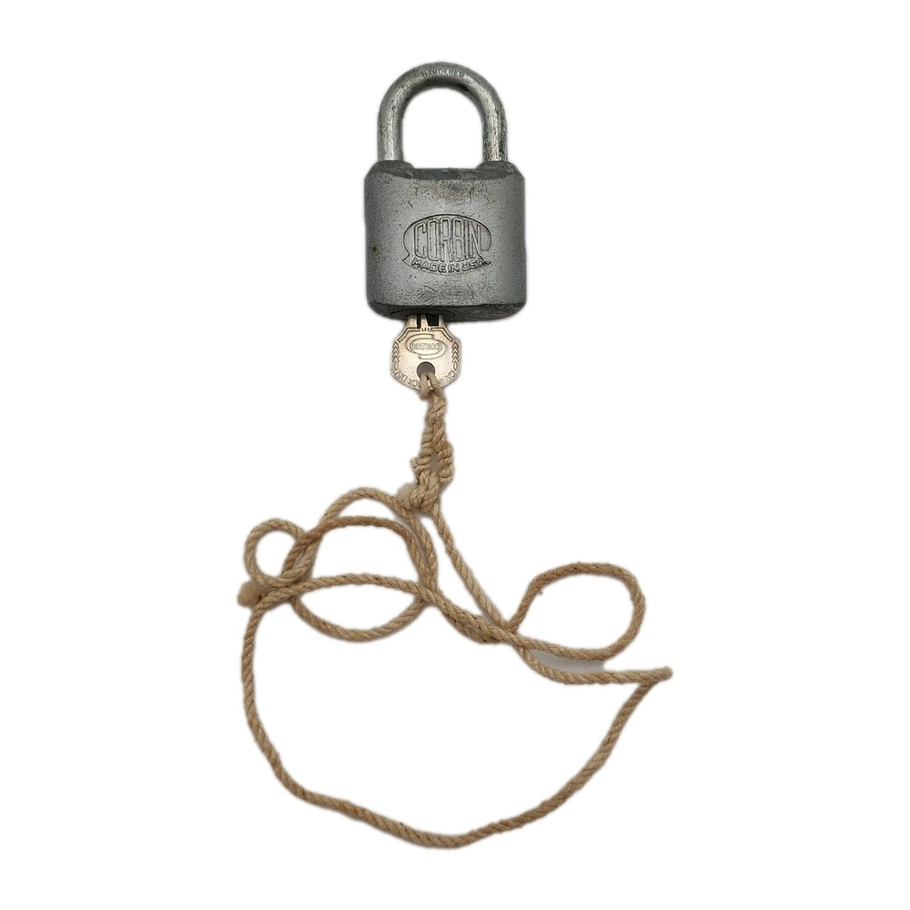 Vintage Corbin Padlock with Key Hardened Steel Cabinet Lock Division Works USA